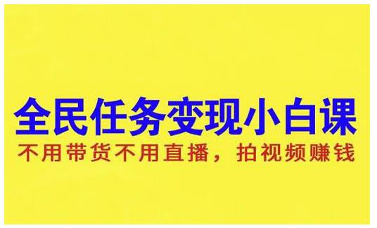 抖音全民任务变现小白课，不用带货不用直播，拍视频就能赚钱-创想网