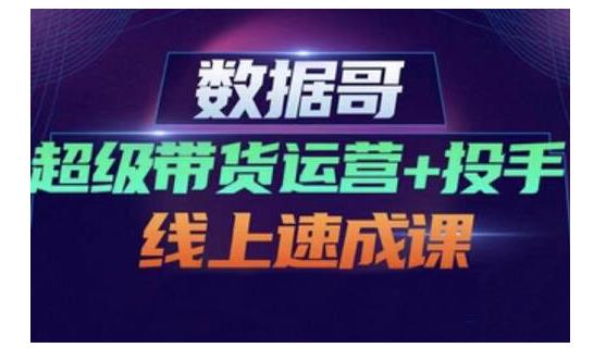 数据哥·超级带货运营 投手线上速成课，快速提升运营和熟悉学会投手技巧-创想网