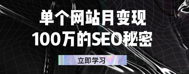 单个网站月变现100万的SEO秘密，百分百做出赚钱站点-创想网