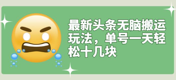最新头条无脑搬运玩法，单号一天轻松十几块【视频教程 搬运软件】-创想网