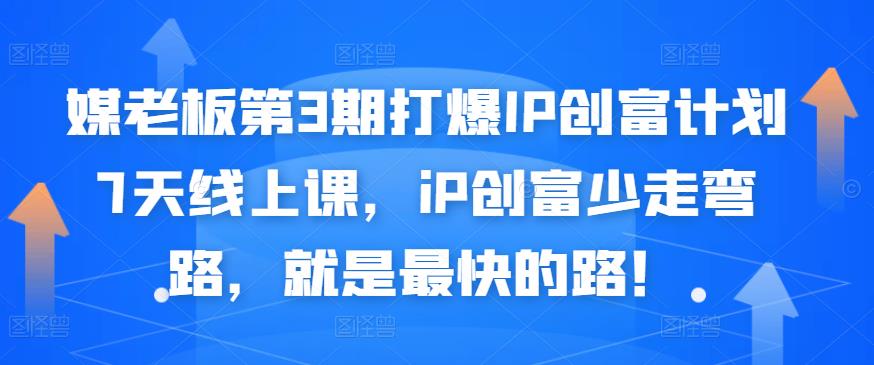 媒老板第3期打爆IP创富计划7天线上课，iP创富少走弯路，就是最快的路！-创想网