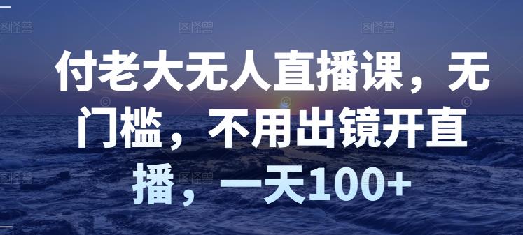 付老大无人直播课，无门槛，不用出镜开直播，一天100-创想网
