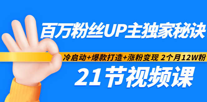 百万粉丝UP主独家秘诀：冷启动 爆款打造 涨粉变现2个月12W粉（21节视频课)-创想网
