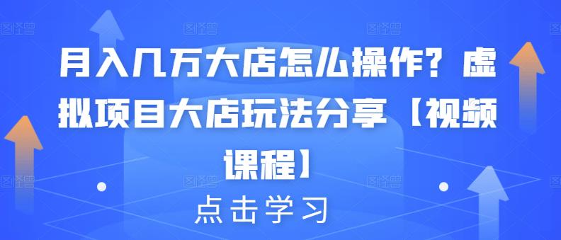 月入几万大店怎么操作？虚拟项目大店玩法分享【视频课程】-创想网