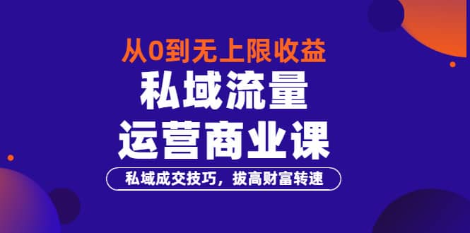 从0到无上限收益的《私域流量运营商业课》私域成交技巧，拔高财富转速-创想网