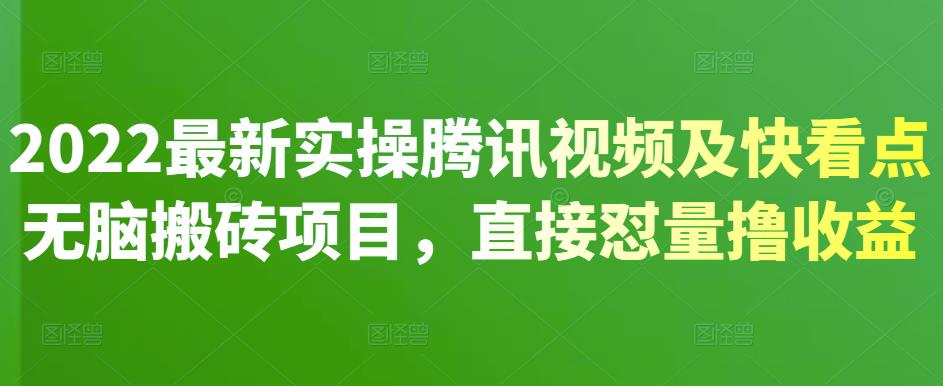 2022最新实操腾讯视频及快看点无脑搬砖项目，直接怼量撸收益-创想网