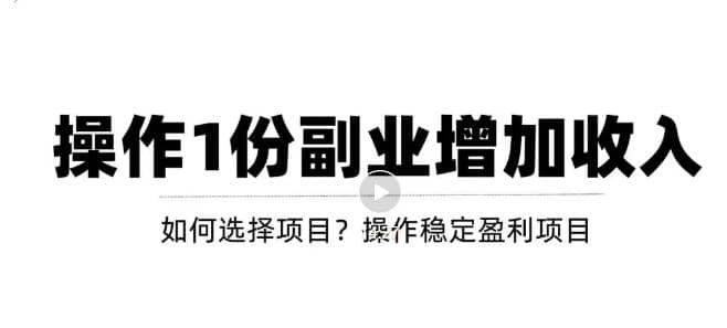 新手如何通过操作副业增加收入，从项目选择到玩法分享！【视频教程】-创想网