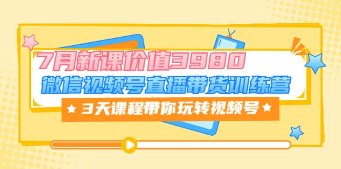 微信视频号直播带货训练营，3天课程带你玩转视频号：7月新课价值3980-创想网