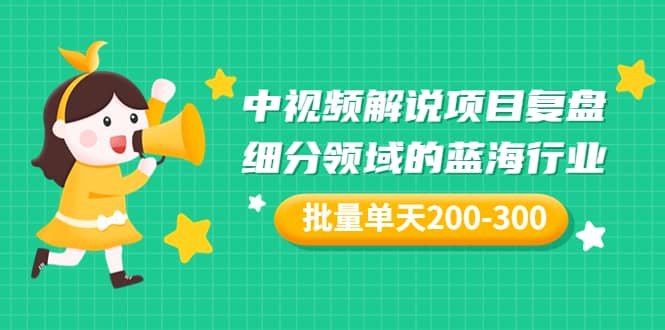 某付费文章：中视频解说项目复盘：细分领域的蓝海行业 批量单天200-300收益-创想网