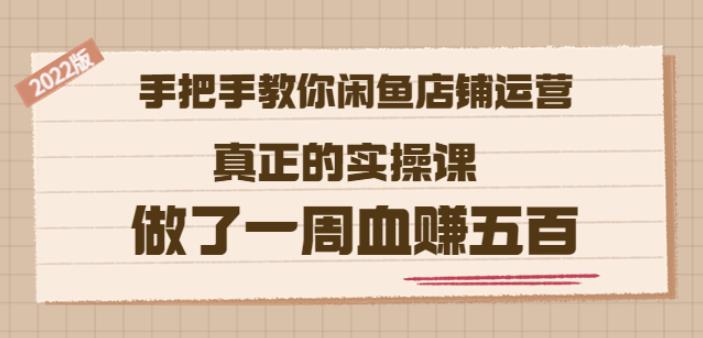 2022版《手把手教你闲鱼店铺运营》真正的实操课做了一周血赚五百(16节课)-创想网