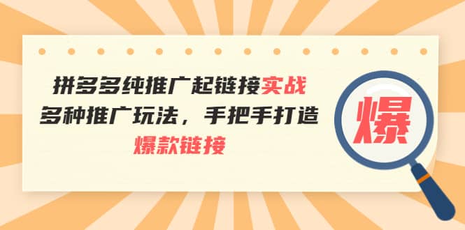 拼多多纯推广起链接实战：多种推广玩法，手把手打造爆款链接-创想网