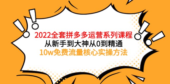 2022全套拼多多运营课程，从新手到大神从0到精通，10w免费流量核心实操方法-创想网