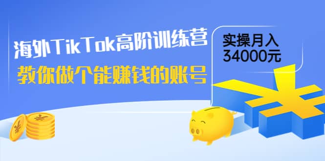海外TikTok高阶训练营：教你做个能赚钱的账号，实操月入34000元！-创想网
