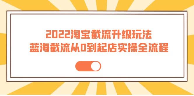 2022淘宝截流升级玩法：蓝海截流从0到起店实操全流程 价值千元-创想网