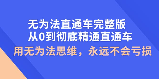 无为法直通车完整版：从0到彻底精通直通车，用无为法思维，永远不会亏损-创想网