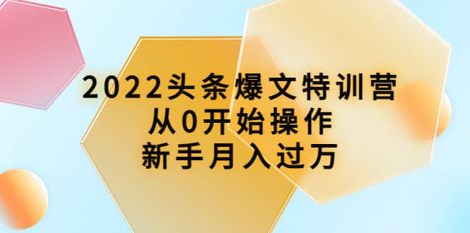 2022头条爆文特训营：从0开始操作，新手月入过万（16节课时）-创想网