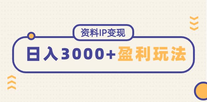 资料IP变现，持续性盈利玩法-创想网