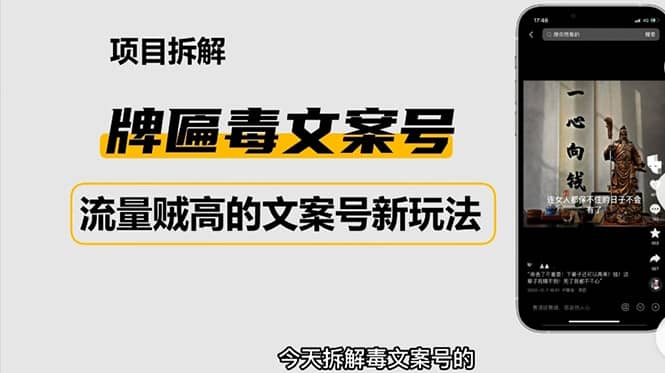 2023抖音快手毒文案新玩法，牌匾文案号，起号快易变现-创想网