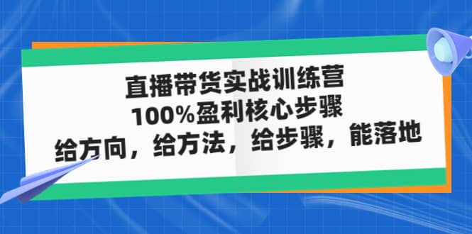 直播带货实战训练营：100%盈利核心步骤，给方向，给方法，给步骤，能落地-创想网