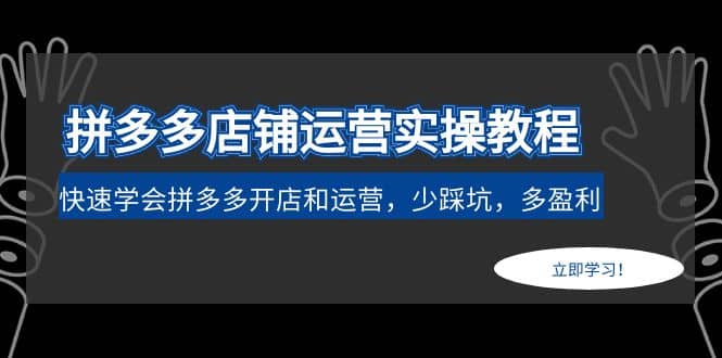拼多多店铺运营实操教程：快速学会拼多多开店和运营，少踩坑，多盈利-创想网