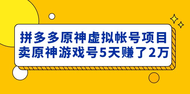 外面卖2980的拼多多原神虚拟帐号项目-创想网