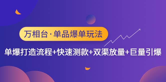 万相台·单品爆单玩法，单爆打造流程 快速测款 双渠放量 巨量引爆-创想网