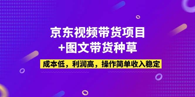 京东视频带货项目 图文带货种草，成本低，利润高，操作简单收入稳定-创想网