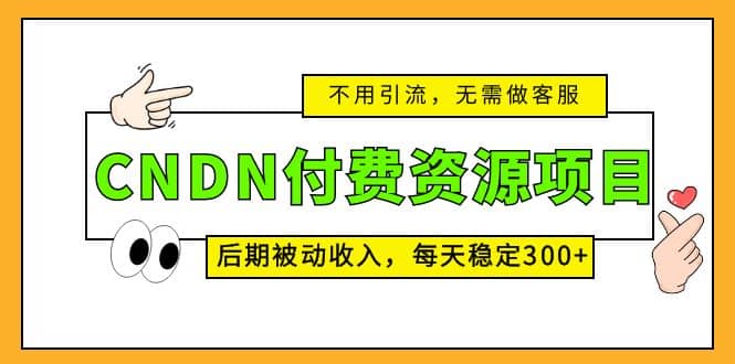 CNDN付费资源项目，不用引流，无需做客服，后期被动收入-创想网