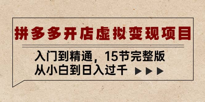 拼多多开店虚拟变现项目：入门到精通（15节完整版）-创想网