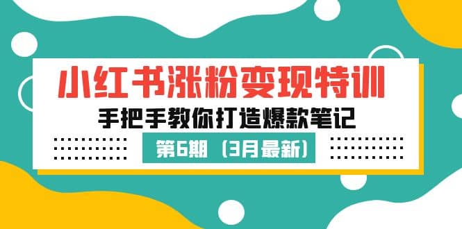 小红书涨粉变现特训·第6期，手把手教你打造爆款笔记（3月新课）-创想网