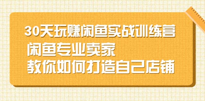 30天玩赚闲鱼实战训练营，闲鱼专业卖家教你如何打造自己店铺-创想网