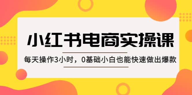 小红书·电商实操课：每天操作3小时，0基础小白也能快速做出爆款-创想网