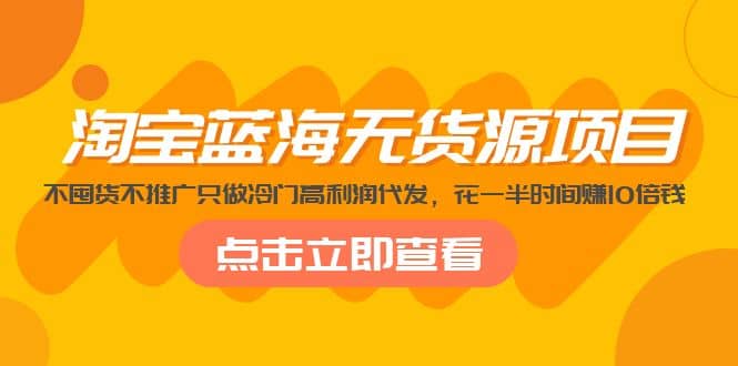 淘宝蓝海无货源项目，不囤货不推广只做冷门高利润代发-创想网