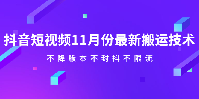 抖音短视频11月份最新搬运技术，不降版本不封抖不限流！【视频课程】-创想网