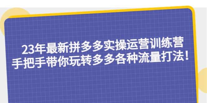 23年最新拼多多实操运营训练营：手把手带你玩转多多各种流量打法！-创想网