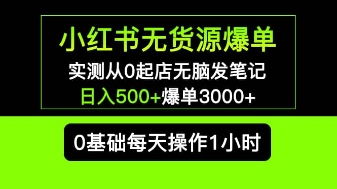 小红书无货源爆单 实测从0起店无脑发笔记爆单3000 长期项目可多店-创想网