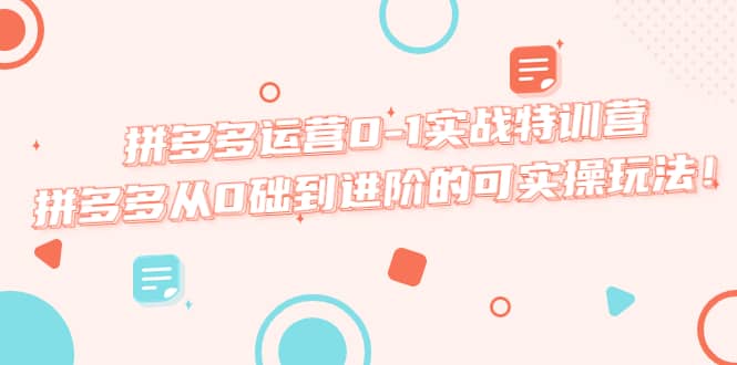 拼多多运营0-1实战特训营，拼多多从0础到进阶的可实操玩法-创想网