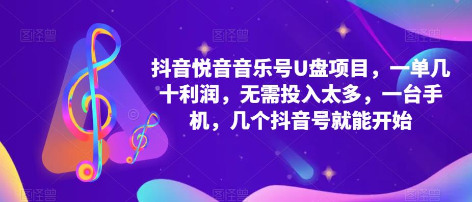 抖音音乐号U盘项目 一单几十利润 无需投入太多 一台手机 几个抖音号就开始-创想网