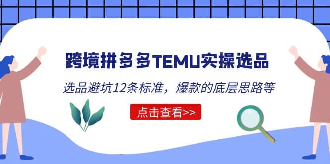 跨境拼多多TEMU实操选品运营方法，选品避坑12条标准，爆款的底层思路等-创想网