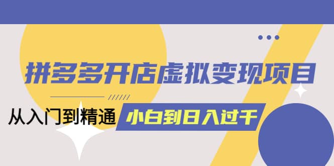 拼多多开店虚拟变现项目：入门到精通 从小白到日入1000（完整版）4月10更新-创想网