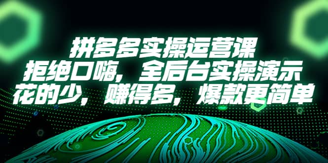 拼多多实操运营课：拒绝口嗨，全后台实操演示，花的少，赚得多，爆款更简单-创想网