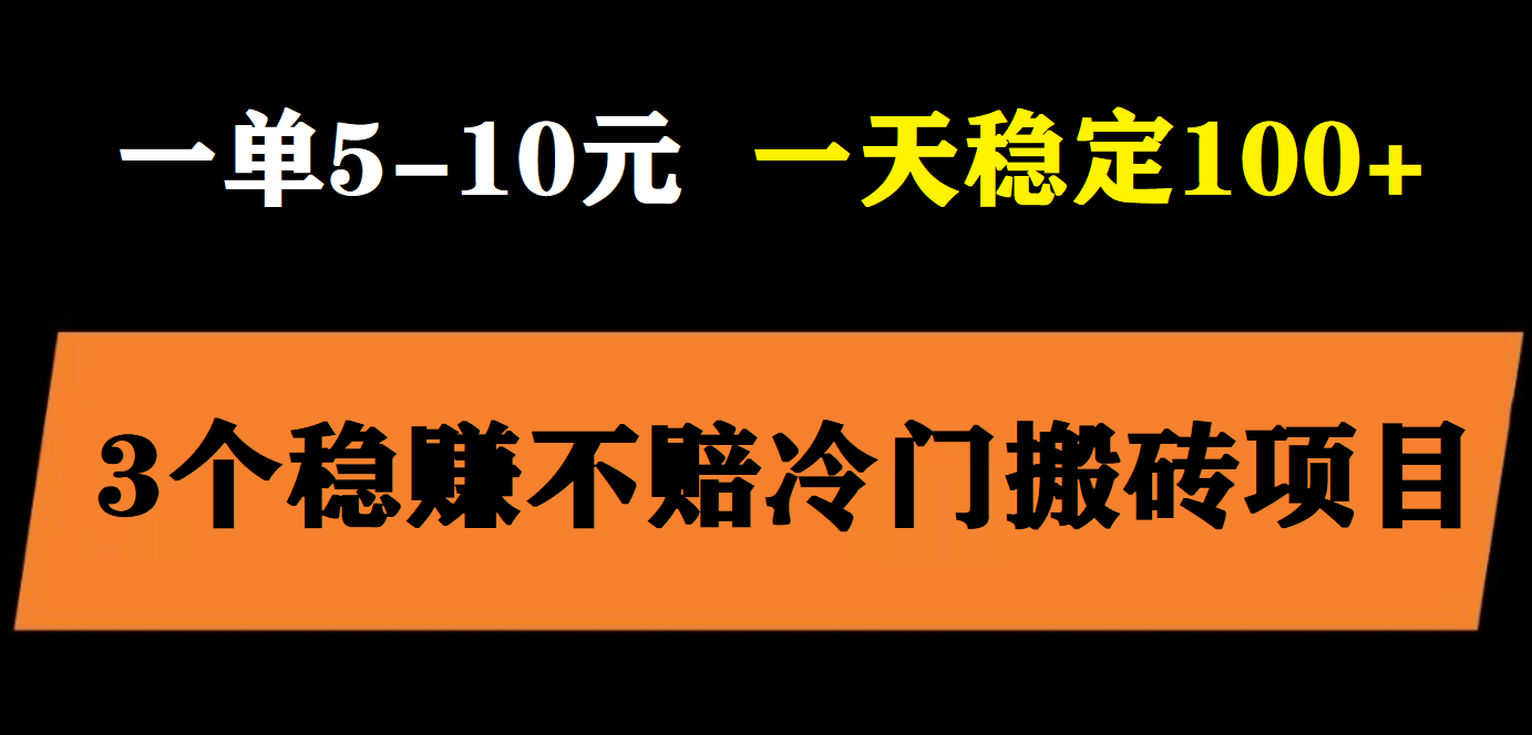 3个最新稳定的冷门搬砖项目，小白无脑照抄当日变现日入过百-创想网