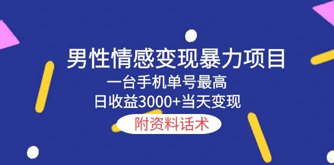 男性情感变现暴力项目，一台手机当天变现，附资料话术-创想网