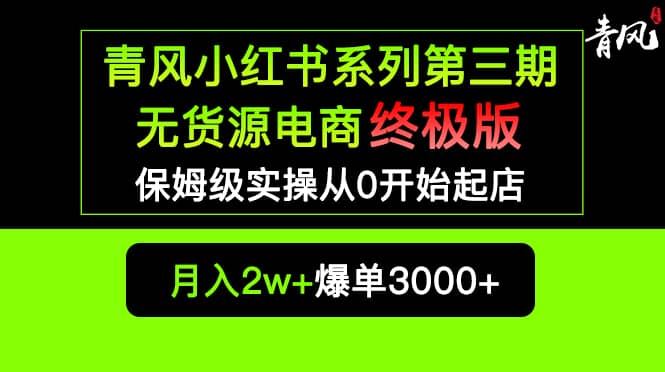 小红书无货源电商爆单终极版【视频教程 实战手册】保姆级实操从0起店爆单-创想网