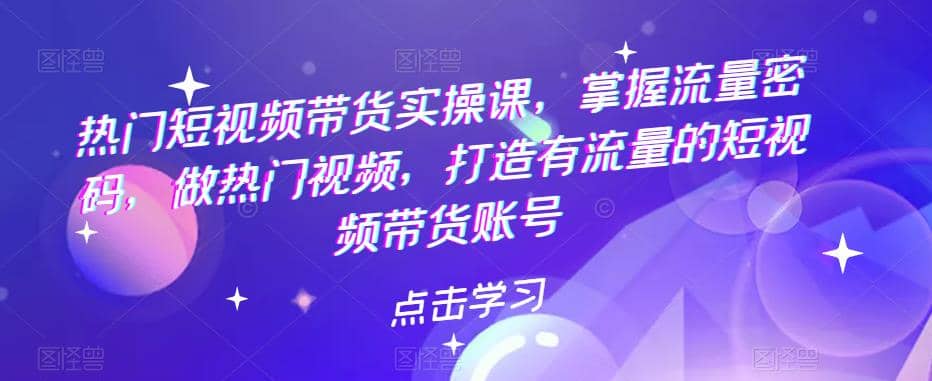 热门短视频带货实战 掌握流量密码 做热门视频 打造有流量的短视频带货账号-创想网