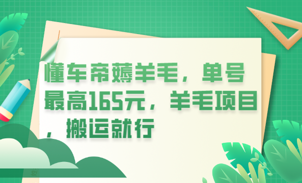 懂车帝薅羊毛，单号最高165元，羊毛项目，搬运就行-创想网