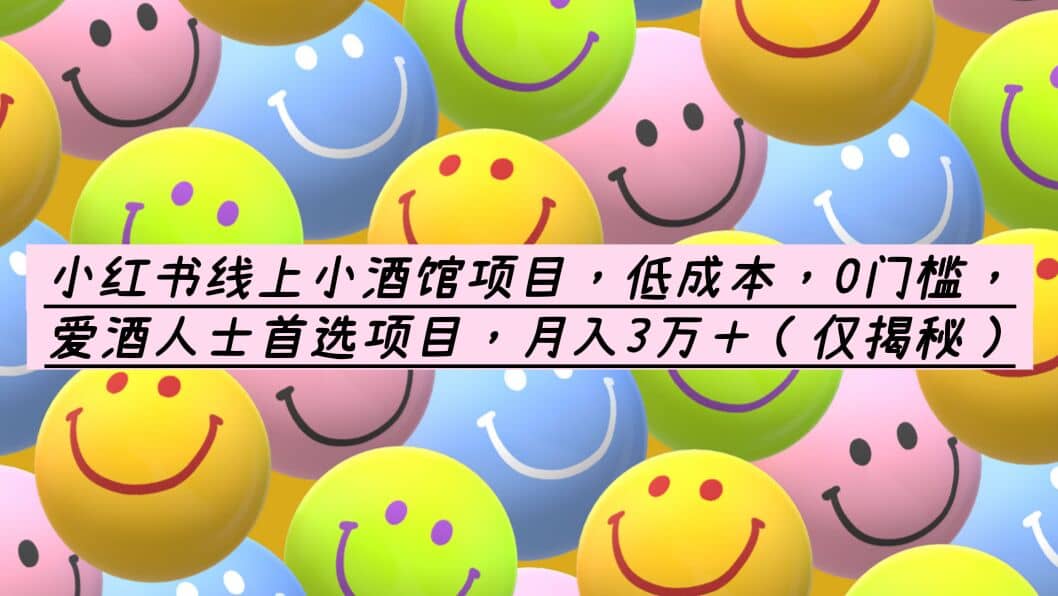 小红书线上小酒馆项目，低成本，0门槛，爱酒人士首选项目，月入3万＋-创想网