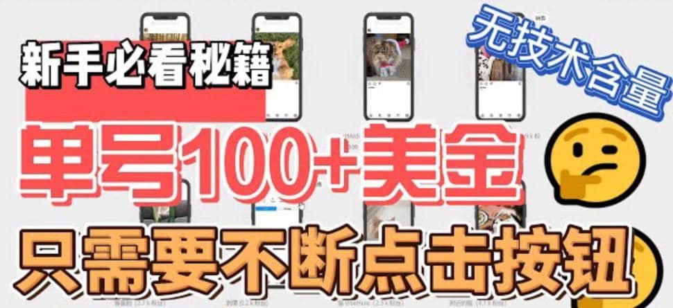 最新无脑只需不断点击按钮，单号100美金暴利项目，可批量操作-创想网