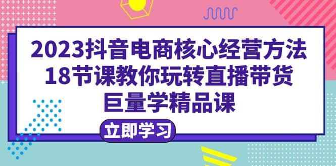 2023抖音电商核心经营方法：18节课教你玩转直播带货，巨量学精品课-创想网