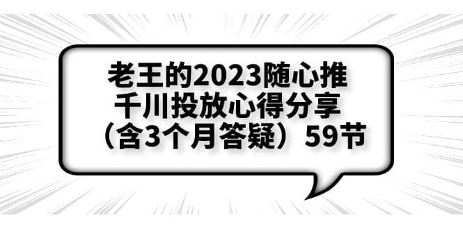 老王的2023随心推 千川投放心得分享（含3个月答疑）59节-创想网